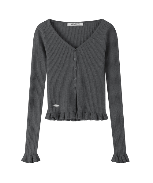 Vivacious(ビバシャス)の「Aube Prill V-neck Cardigan - 5COL(カーディガン/ボレロ・レディース・アイボリー/ブラック/グレー/チャコール/バーガンディー・SMALL/MEDIUM)」の14枚目の写真