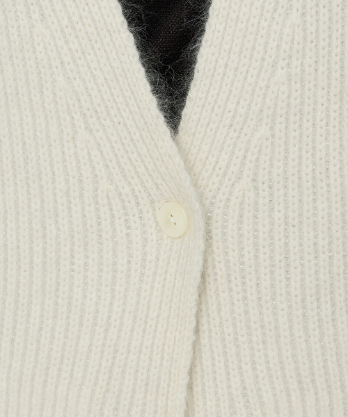 Gabardine K.T(ギャバジンケーティー)の「〔 +サイズ 〕 ラクーン×アンゴラブレンドヤーン パーティーニット・ショートカーデ(カーディガン/ボレロ・レディース・オフホワイト/グレー・13号)」の12枚目の写真