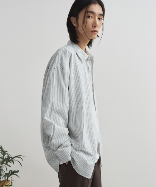 DRAW FIT（ドローフィット）の「ヘイジミニマルストライプシャツ[ホワイト]（シャツ/ブラウス・メンズ・その他・MEDIUM/LARGE/X-LARGE）」の2枚目の写真
