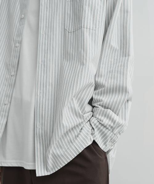 DRAW FIT（ドローフィット）の「ヘイジミニマルストライプシャツ[ホワイト]（シャツ/ブラウス・メンズ・その他・MEDIUM/LARGE/X-LARGE）」の3枚目の写真