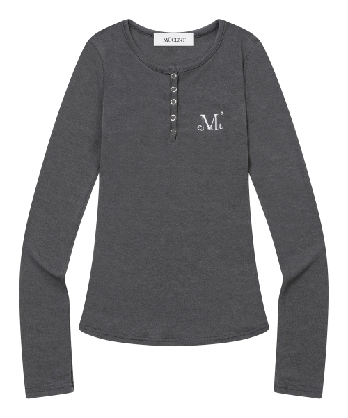 STONE  グレー M ボタン付き長袖カットソー MUCENT（ムセント）の「ネルロスナップボタン長袖Tシャツ（6カラー