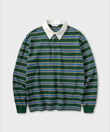 ストライプラグビーTシャツ_GREEN