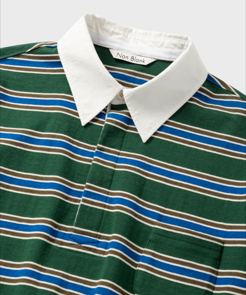 NONBLANK(ノンブランク)の「ストライプラグビーTシャツ_GREEN(ポロシャツ・メンズ・グリーン・MEDIUM/LARGE/X-LARGE)」の18枚目の写真
