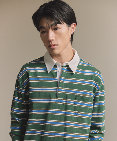 NONBLANK(ノンブランク)の「ストライプラグビーTシャツ_GREEN(ポロシャツ・メンズ・グリーン・MEDIUM/LARGE/X-LARGE)」の15枚目の写真