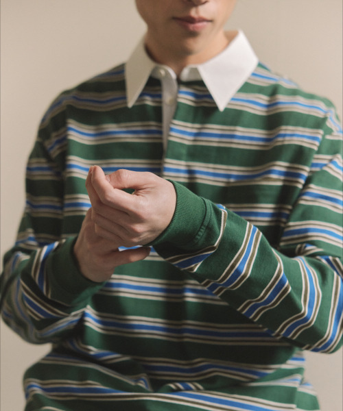 NONBLANK(ノンブランク)の「ストライプラグビーTシャツ_GREEN(ポロシャツ・メンズ・グリーン・MEDIUM/LARGE/X-LARGE)」の16枚目の写真