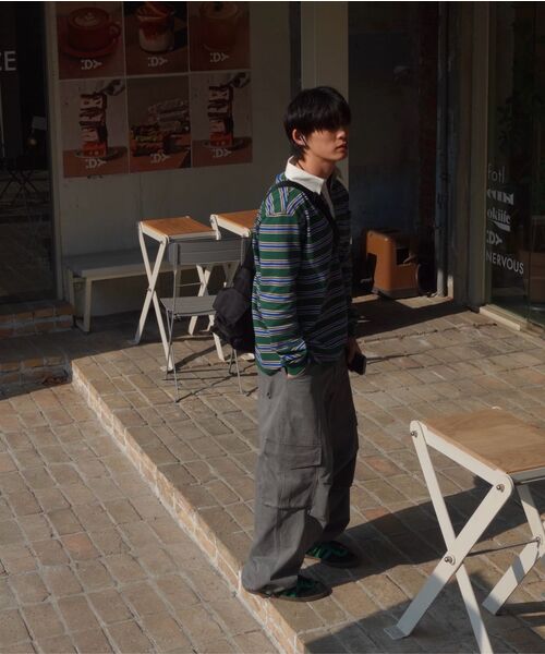 NONBLANK(ノンブランク)の「ストライプラグビーTシャツ_GREEN(ポロシャツ・メンズ・グリーン・MEDIUM/LARGE/X-LARGE)」の8枚目の写真