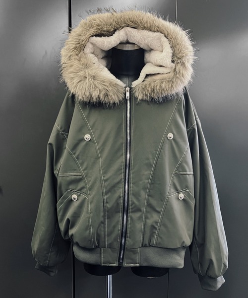 セール】LOUSSIER 2WAY ファー フード ミリタリー ビッグブルゾン