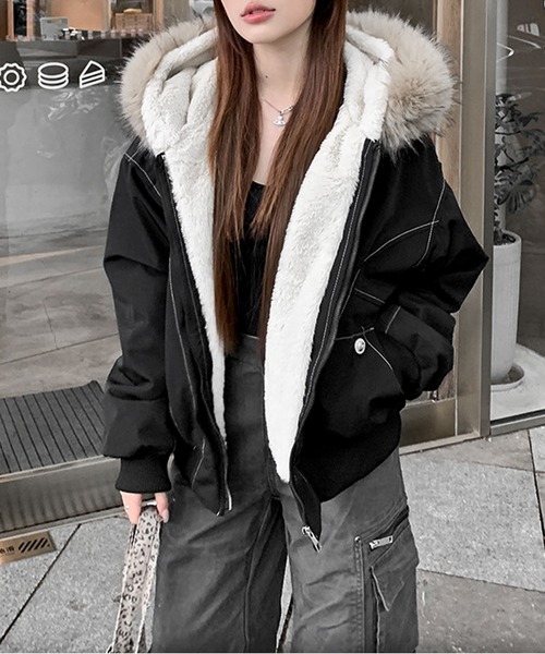 セール】LOUSSIER 2WAY ファー フード ミリタリー ビッグブルゾン