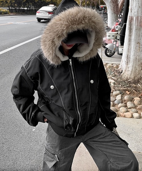 セール】LOUSSIER 2WAY ファー フード ミリタリー ビッグブルゾン