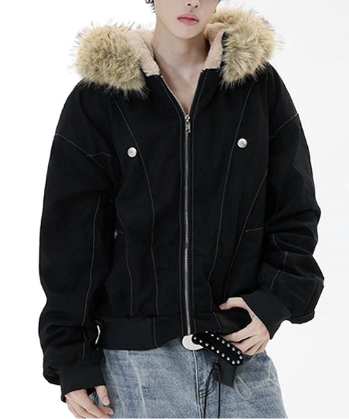 セール】LOUSSIER 2WAY ファー フード ミリタリー ビッグブルゾン