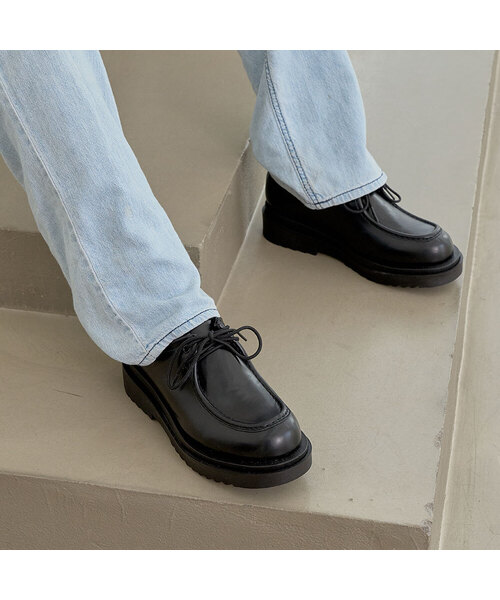SHOEHI(シューハイ)の「(255〜280)コリンレースアップヒールローファー_LM7546(ローファー・メンズ・ブラック/ブラック系その他・28cm/25.5cm/26cm/26.5cm/27cm/27.5cm)」の1枚目の写真