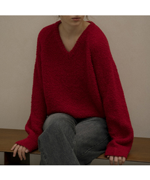 Vintage boucle V-neck knit [KNFW05SW04]_[2color]
