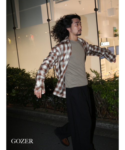 GOZER(ゴーザー)の「OVERSIZED FLANNEL CHECK SHIRT_BROWN(シャツ/ブラウス・メンズ・ブラウン・ONE)」の3枚目の写真