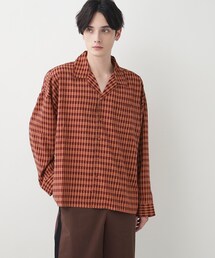 【洗える】バイカラーチェックシャツ
