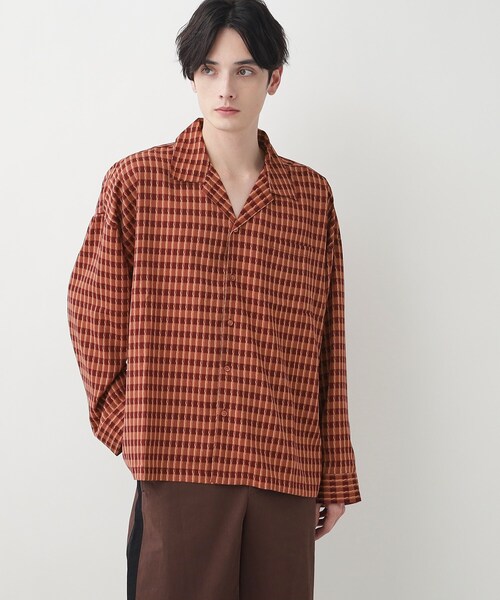 Dessin（デッサン）の「【洗える】バイカラーチェックシャツ（シャツ/ブラウス・メンズ・ブラック系1/レッド系3・02/03）」の2枚目の写真