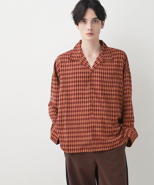 Dessin（デッサン）の「【洗える】バイカラーチェックシャツ（シャツ/ブラウス・メンズ・ブラック系1/レッド系3・02/03）」の3枚目の写真