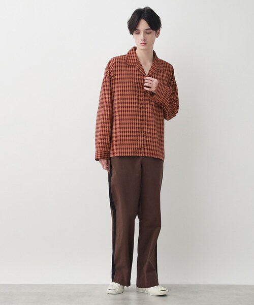Dessin（デッサン）の「【洗える】バイカラーチェックシャツ（シャツ/ブラウス・メンズ・ブラック系1/レッド系3・02/03）」の5枚目の写真