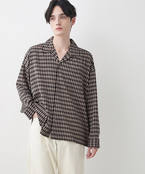 Dessin（デッサン）の「【洗える】バイカラーチェックシャツ（シャツ/ブラウス・メンズ・ブラック系1/レッド系3・02/03）」の7枚目の写真