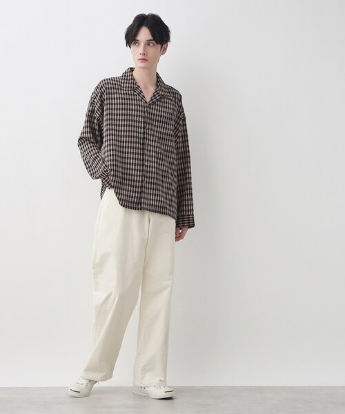 Dessin（デッサン）の「【洗える】バイカラーチェックシャツ（シャツ/ブラウス・メンズ・ブラック系1/レッド系3・02/03）」の8枚目の写真