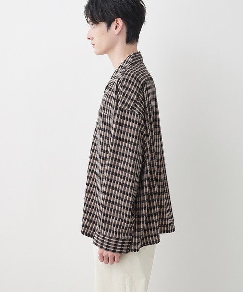 Dessin（デッサン）の「【洗える】バイカラーチェックシャツ（シャツ/ブラウス・メンズ・ブラック系1/レッド系3・02/03）」の12枚目の写真
