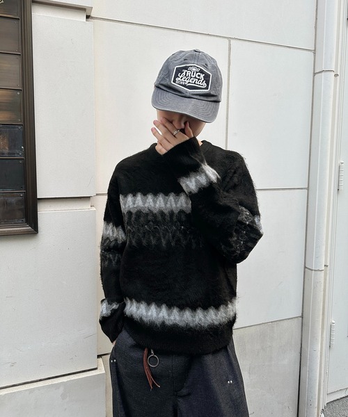 kutir(クティール)の「NORDIC SHAGGY PULLOVER KNIT/ノルディックシャギープルオーバーニット(ニット/セーター・メンズ・ブラウン/ブラック/ネイビー・MEDIUM/LARGE)」の4枚目の写真