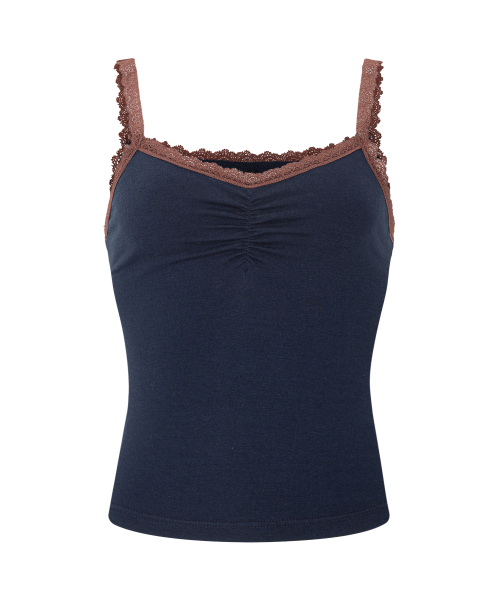 PLEASENOFOLLOW(プリーズノーフォロー)の「Meli Lace Shirring Sleeveless Top (Cool Charcoal)(Tシャツ/カットソー・レディース・その他・FREE)」の3枚目の写真