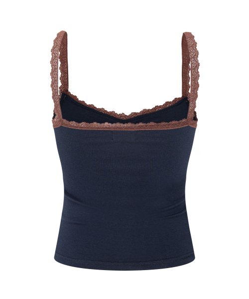 PLEASENOFOLLOW(プリーズノーフォロー)の「Meli Lace Shirring Sleeveless Top (Cool Charcoal)(Tシャツ/カットソー・レディース・その他・FREE)」の2枚目の写真