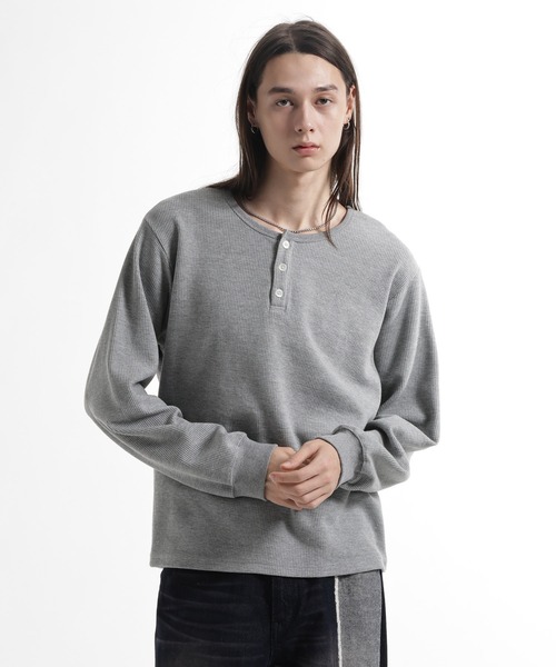 HARE(ハレ)の「ユルネックヘンリーネックプルオーバー(HARE)(Tシャツ/カットソー・メンズ・ホワイト/ブラック/グレー/ネイビー・FREE)」の3枚目の写真