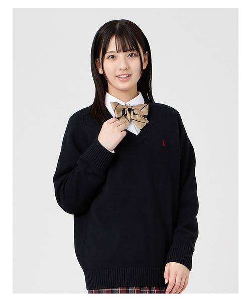 EASTBOY(イーストボーイ)の「セーター 綿 7G 通学 ニット 女子 制服 学生服 中学生 高校生 スクール(ニット/セーター・キッズ・ブラック/ライトグレー/ネイビー/オフホワイト・11号/13号/9号/7号)」の7枚目の写真