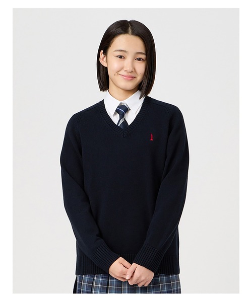 EASTBOY(イーストボーイ)の「セーター 綿 7G 通学 ニット 女子 制服 学生服 中学生 高校生 スクール(ニット/セーター・キッズ・ブラック/ライトグレー/ネイビー/オフホワイト・11号/13号/9号/7号)」の14枚目の写真