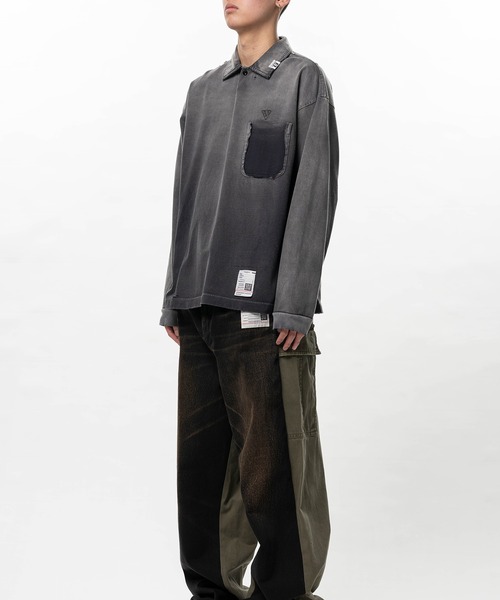 Maison MIHARA YASUHIRO（メゾンミハラヤスヒロ）の「Sun Faded Like Collared Long Sleeve T-shirt（Tシャツ/カットソー・メンズ・ブラック・46/44）」の4枚目の写真