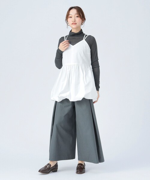 BEAMS HEART（ビームスハート）の「バルーン キャミ チュニック ワンピース（チュニック・レディース・チャコールグレー/ホワイト・FREE）」の6枚目の写真