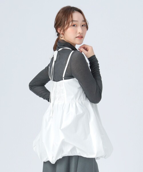 BEAMS HEART（ビームスハート）の「バルーン キャミ チュニック ワンピース（チュニック・レディース・チャコールグレー/ホワイト・FREE）」の7枚目の写真