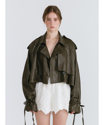 MOIFAIRE（モイフェア）の「LEATHER STRAP TRENCH JACKET / BROWN（ライダースジャケット）」