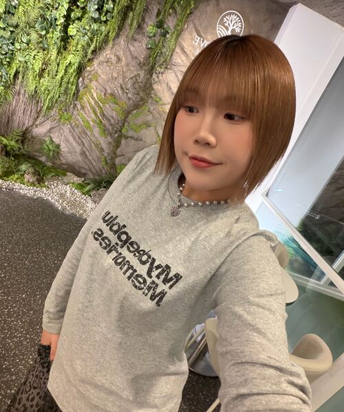mydeepbluememories（マイディープブルーメモリーズ）の「MM TEXT LONG SLEEVE TEE(GREY)（Tシャツ/カットソー・レディース・グレー・FREE/MENS）」の3枚目の写真