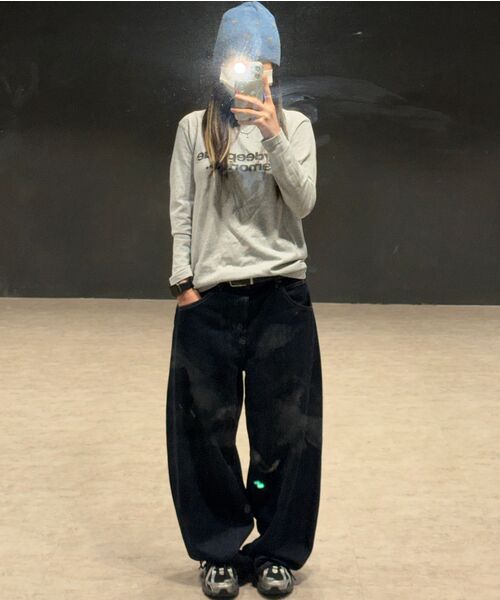 mydeepbluememories（マイディープブルーメモリーズ）の「MM TEXT LONG SLEEVE TEE(GREY)（Tシャツ/カットソー・レディース・グレー・FREE/MENS）」の4枚目の写真
