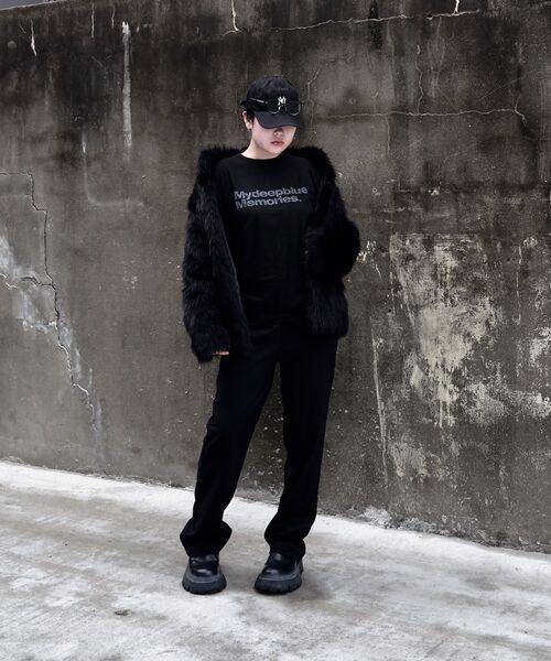 mydeepbluememories（マイディープブルーメモリーズ）の「MM TEXT LONG SLEEVE TEE(GREY)（Tシャツ/カットソー・レディース・グレー・FREE/MENS）」の5枚目の写真