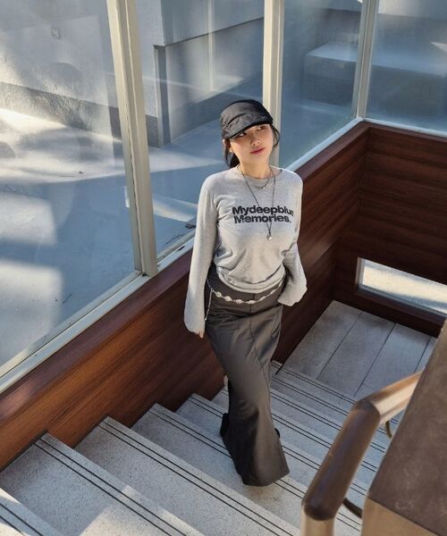 mydeepbluememories（マイディープブルーメモリーズ）の「MM TEXT LONG SLEEVE TEE(GREY)（Tシャツ/カットソー・レディース・グレー・FREE/MENS）」の6枚目の写真