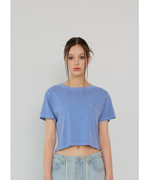 BUTTON UP（ボタンアップ）の「BTUロゴ刺繍ウォッシングクロップTシャツ (ブルー)（Tシャツ/カットソー）」