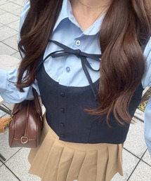 continuer de NICE CLAUP（コンティニューデナイスクラップ）の「1枚で完成する優等生スタイル、セットアップ対応可能。ドッキングリボンブラウス（シャツ/ブラウス）」