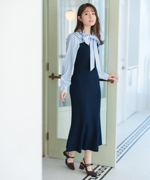 MISCH MASCH（ミッシュマッシュ）の「2026春夏新作 タイ付きシャツドッキングニットワンピース（ワンピース）」