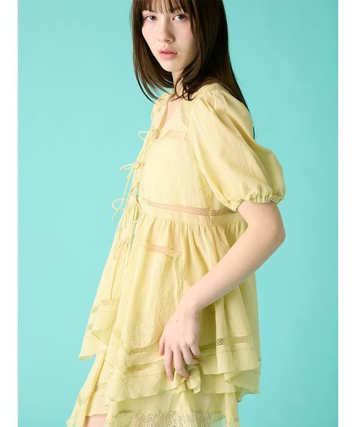 FURFUR（ファーファー）の「ハンカチ刺繍チュニックブラウス（シャツ/ブラウス・レディース・ブラック/ホワイト/ライム・F）」の8枚目の写真