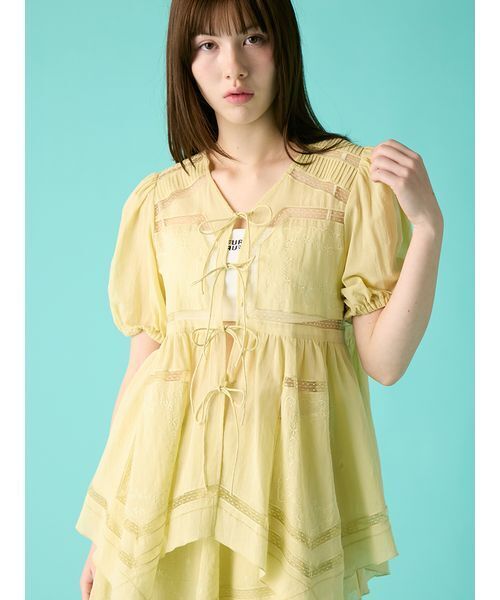 FURFUR（ファーファー）の「ハンカチ刺繍チュニックブラウス（シャツ/ブラウス・レディース・ブラック/ホワイト/ライム・F）」の9枚目の写真