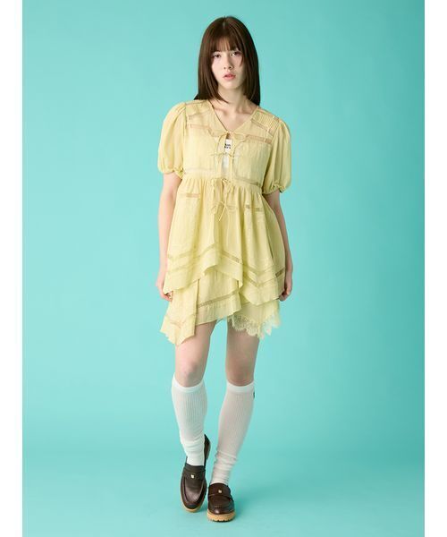 FURFUR（ファーファー）の「ハンカチ刺繍チュニックブラウス（シャツ/ブラウス・レディース・ブラック/ホワイト/ライム・F）」の11枚目の写真