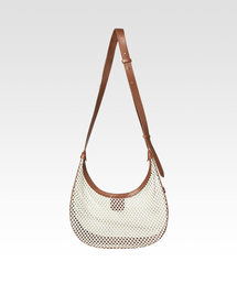 AFTERPRAY（アフタープレイ）の「ミニクレセントメッシュパネルレザーバッグタンブラウン（ショルダーバッグ）」