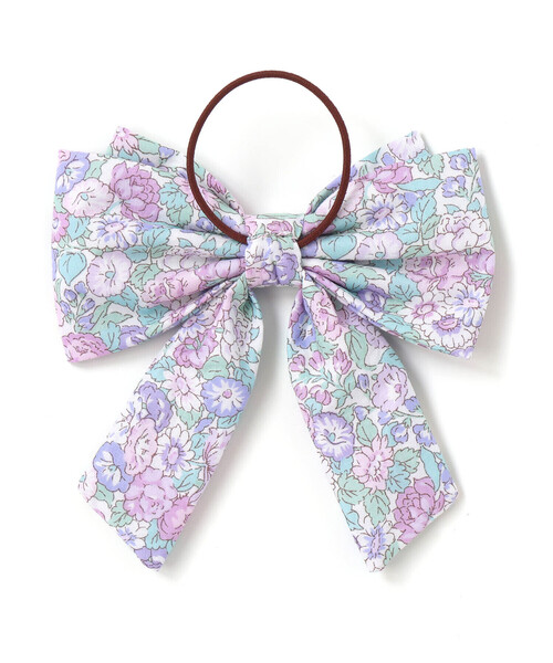 Tartine et Chocolat（タルティーヌエショコラ）の「【日本製】【お揃い】リバティ(leontyne dream)プリントタナローンリボン型ヘアゴム（ヘアゴム・キッズ・ブルー系その他/パープル系その他・FREE）」の6枚目の写真