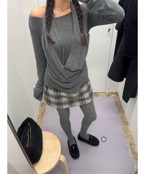 HHIPS(ダブルヒップス)の「レイヤードホルターネックロングスリーブ(グレー)(Tシャツ/カットソー・レディース・その他・FREE)」の6枚目の写真