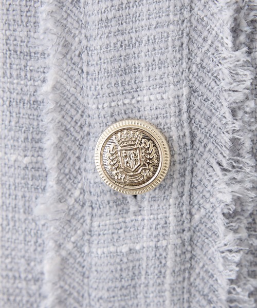 Seemi. byNICECLAUP（ シーミーバイナイスクラップ）の「【Seemi.】セット対応/ツイードノースリーブジャケット（ベスト・レディース・アイボリー/サックスブルー/ベージュ・FREE）」の4枚目の写真