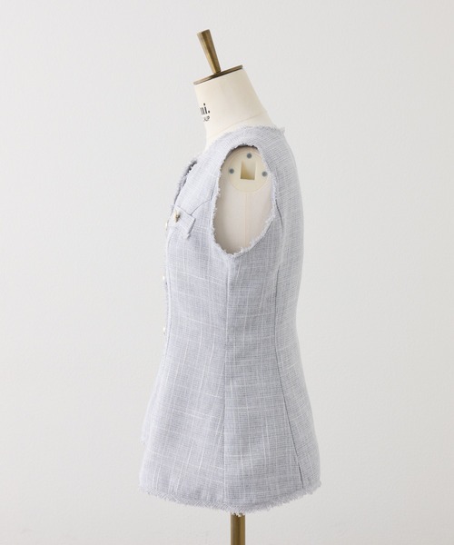 Seemi. byNICECLAUP（ シーミーバイナイスクラップ）の「【Seemi.】セット対応/ツイードノースリーブジャケット（ベスト・レディース・アイボリー/サックスブルー/ベージュ・FREE）」の9枚目の写真
