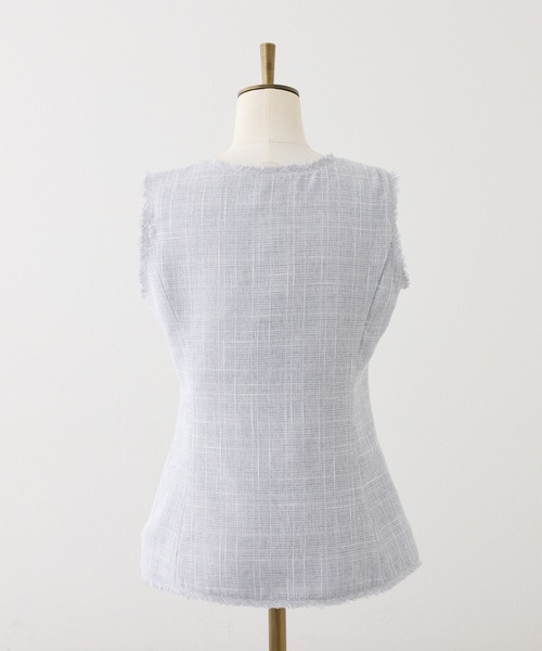 Seemi. byNICECLAUP（ シーミーバイナイスクラップ）の「【Seemi.】セット対応/ツイードノースリーブジャケット（ベスト・レディース・アイボリー/サックスブルー/ベージュ・FREE）」の10枚目の写真